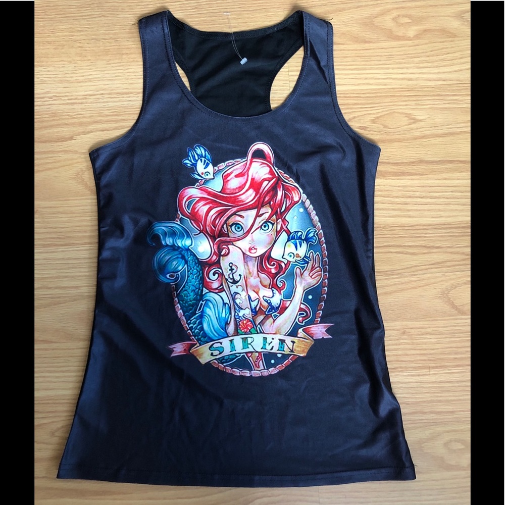 Tattooed Ariel The Little Mermaid racerback tank